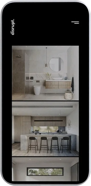 Disrupt Studios site on a phone