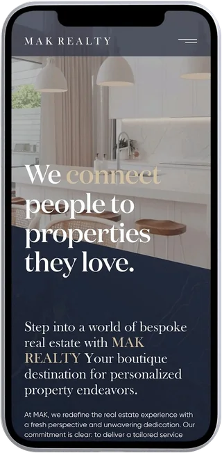 MAK Realty real estate site on a phone