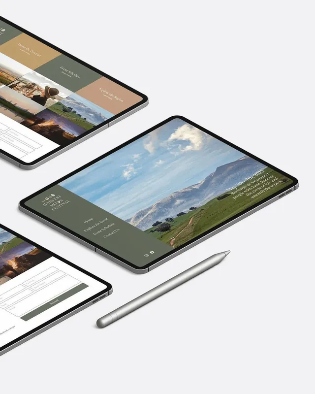 Harvest Moon Festival website on three tablets